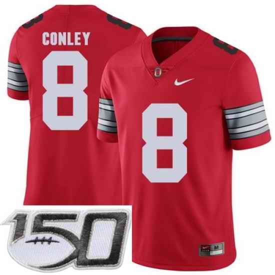 Ohio State Buckeyes 8 Gareon Conley Red 2018 Spring Game College Football Limited Stitched 150th Anniversary Patch Jersey